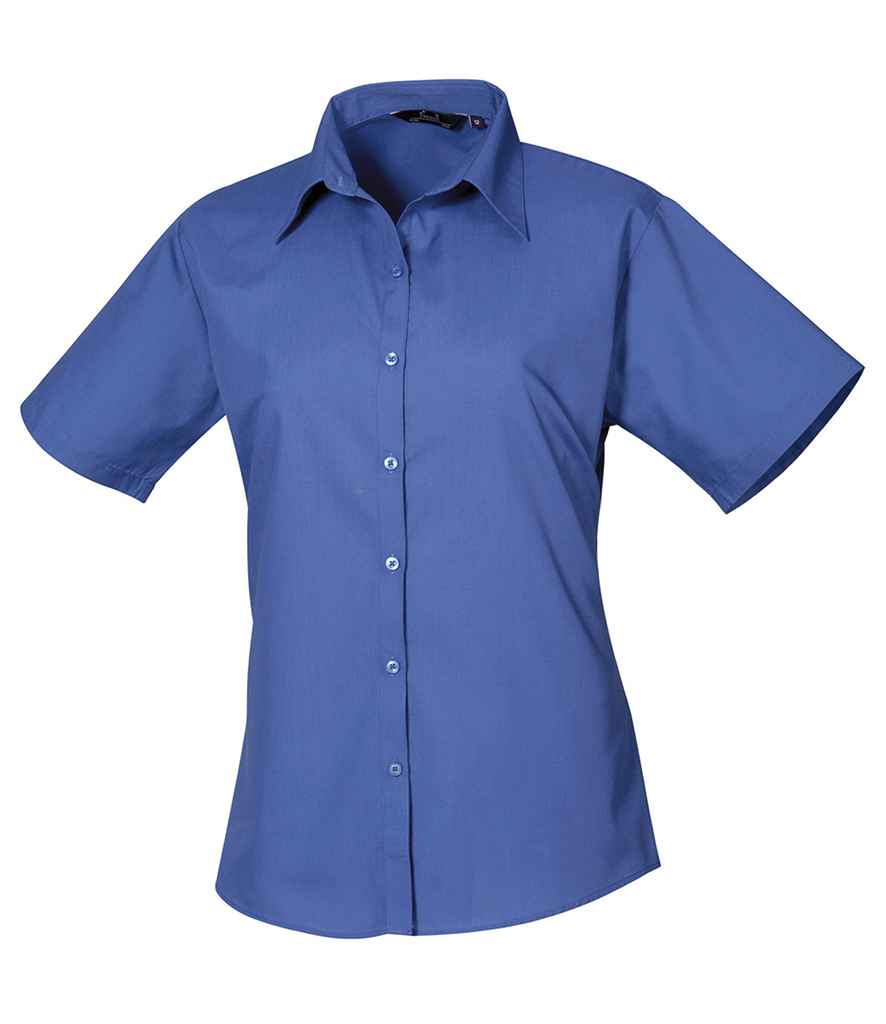 Premier Ladies Short Sleeve Poplin Blouse | Royal Blue Royal Blue