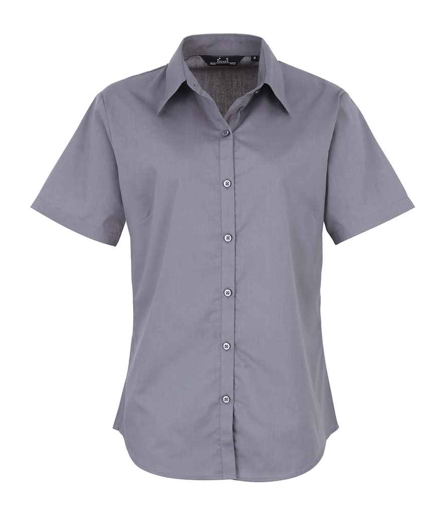 Premier Ladies Short Sleeve Poplin Blouse | Steel Steel