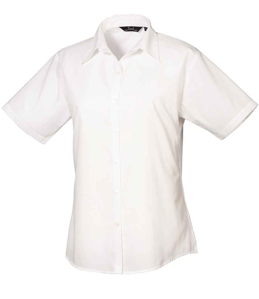 Premier Ladies Short Sleeve Poplin Blouse | White White