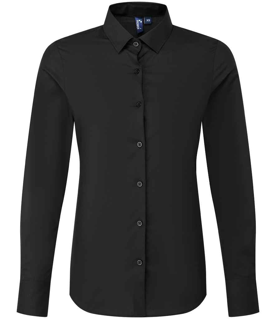 Premier Ladies Recyclight® Long Sleeve Poplin Shirt Black