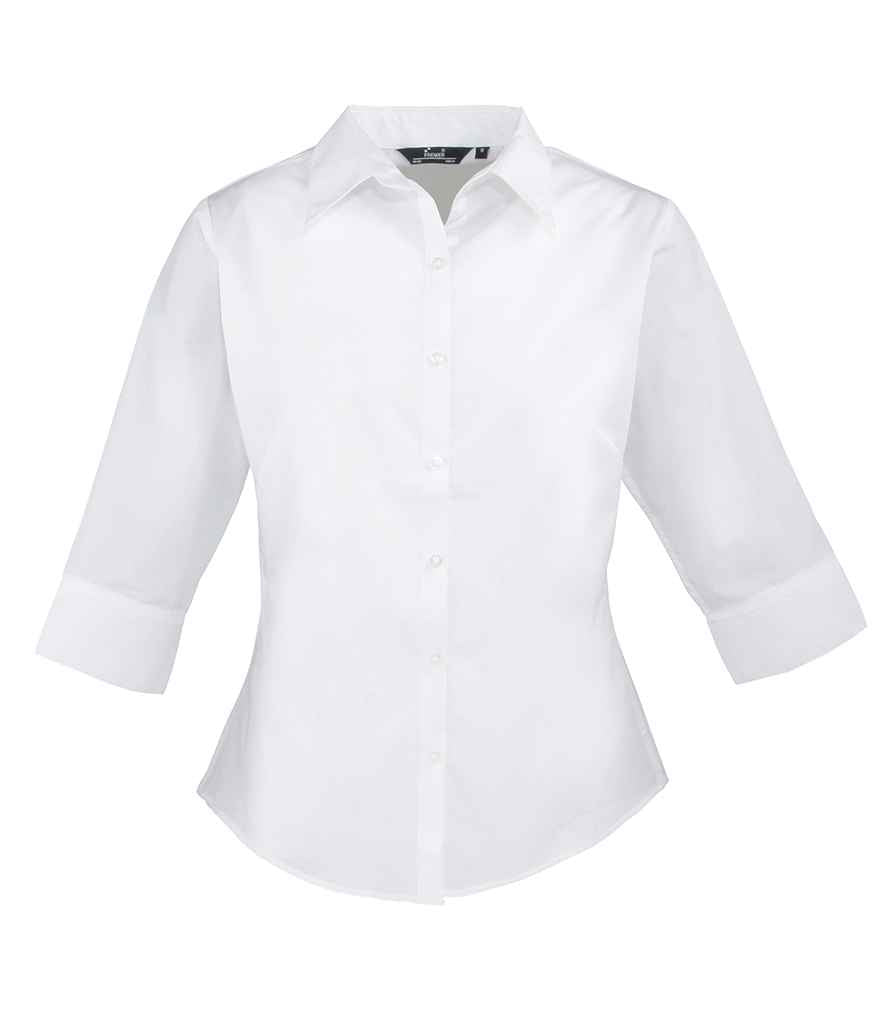 Premier Ladies 3/4 Sleeve Poplin Blouse White