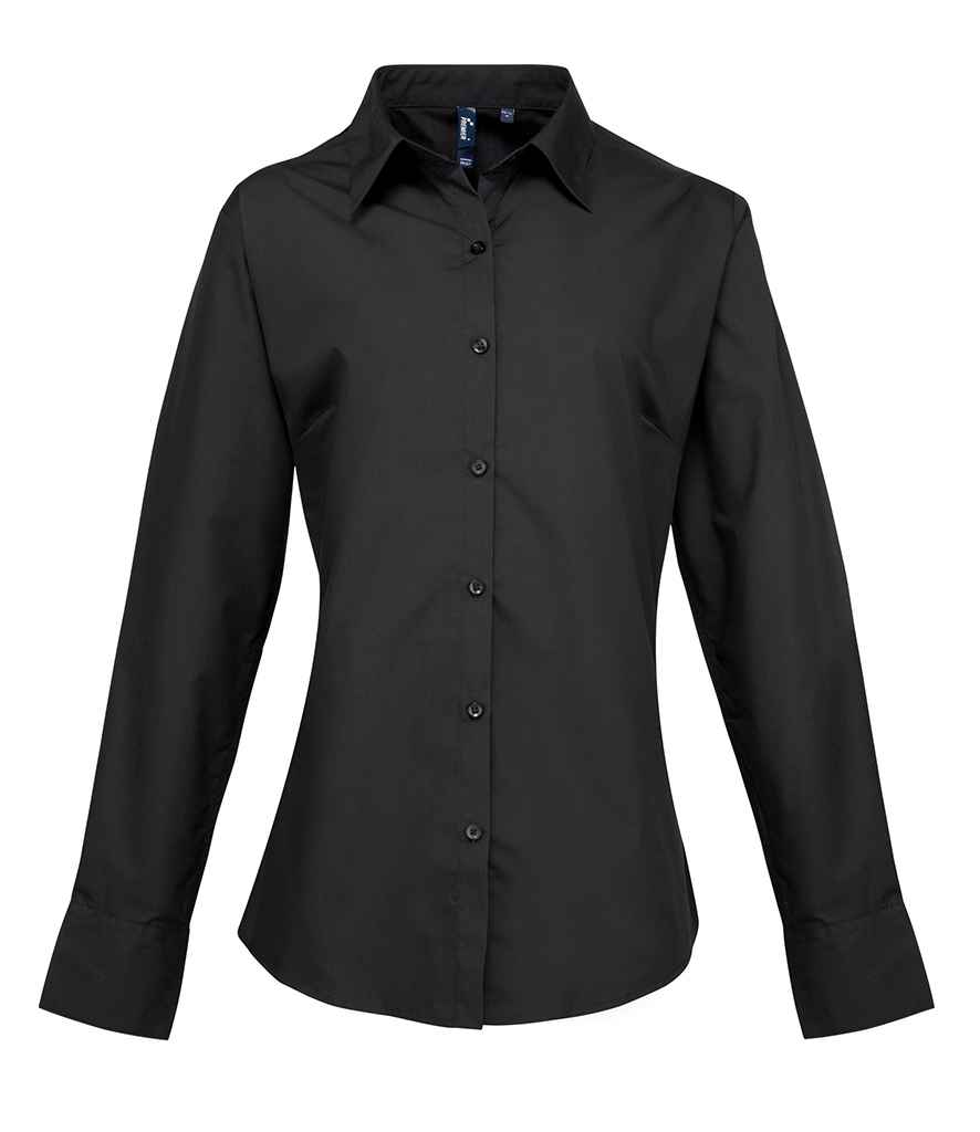 Premier Ladies Supreme Long Sleeve Poplin Shirt Black