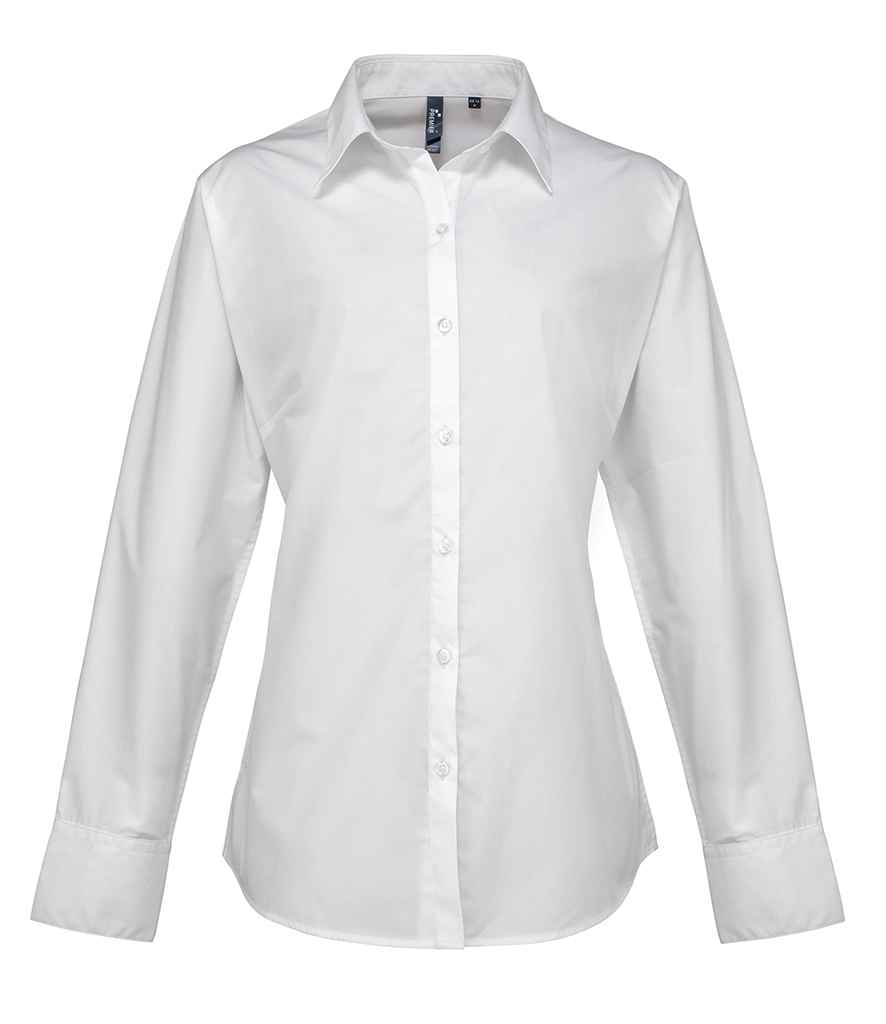 Premier Ladies Supreme Long Sleeve Poplin Shirt White