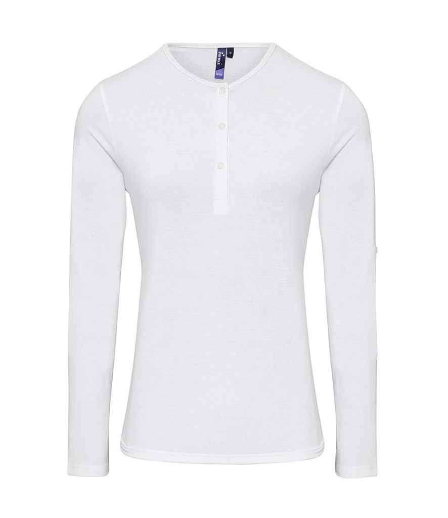Premier Ladies Long John Roll Sleeve T-Shirt White