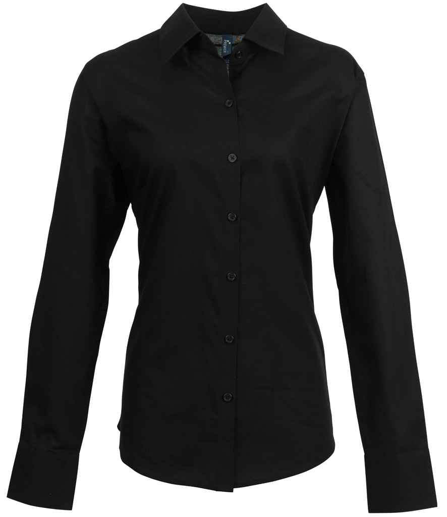 Premier Ladies Signature Long Sleeve Oxford Shirt Black