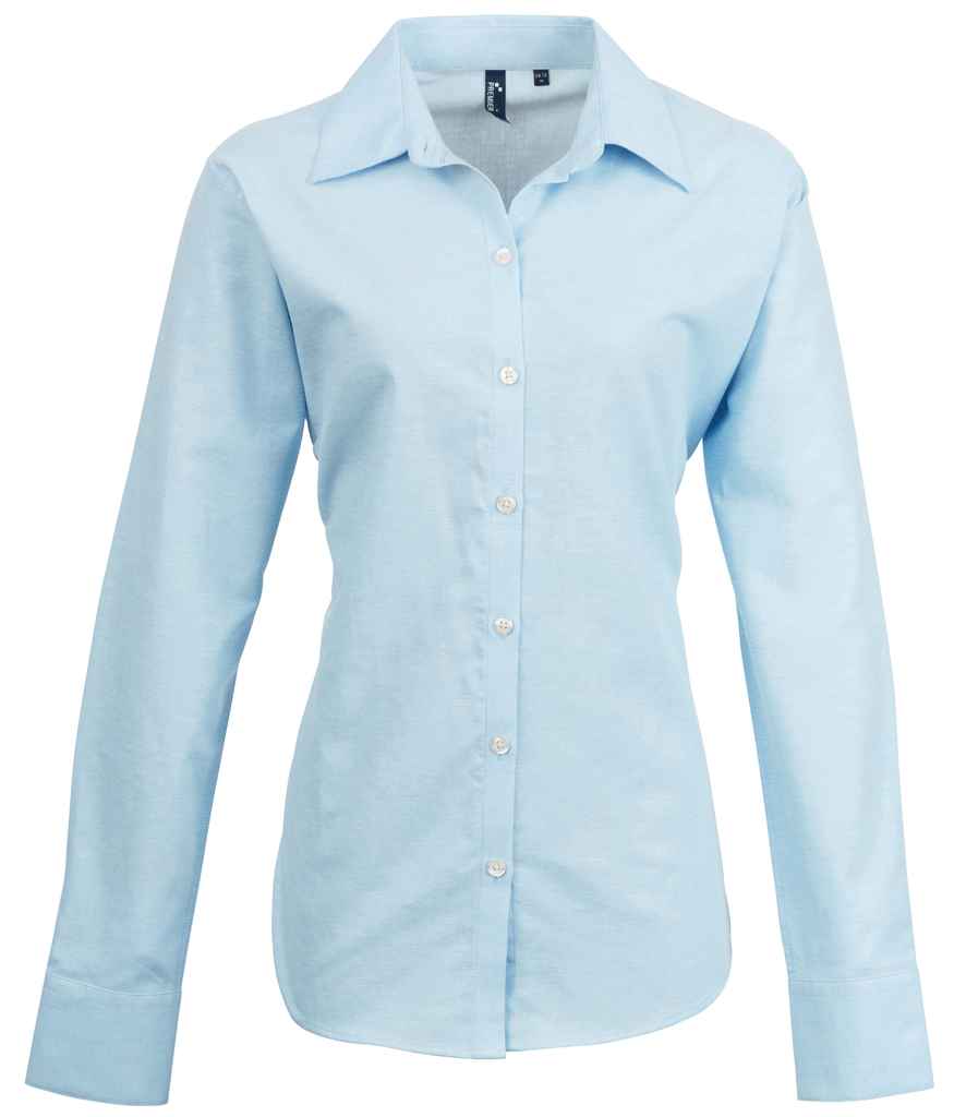 Premier Ladies Signature Long Sleeve Oxford Shirt Light Blue