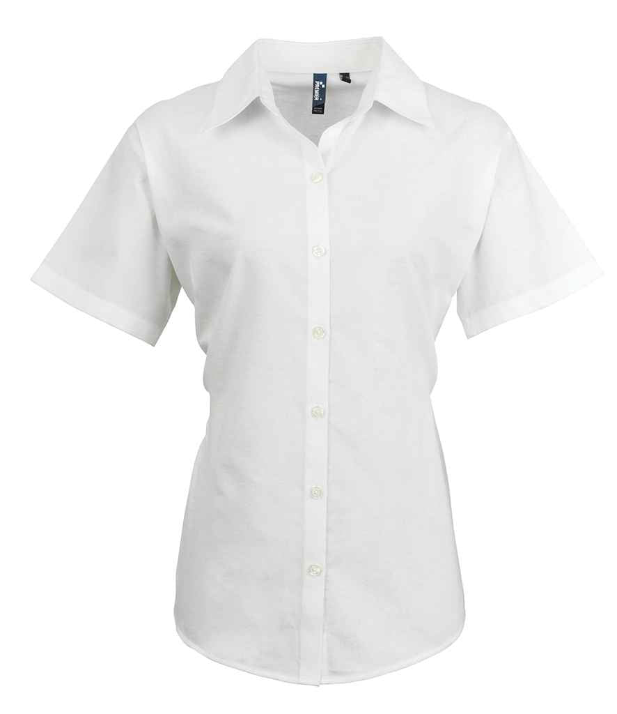 Premier Ladies Signature Short Sleeve Oxford Shirt White