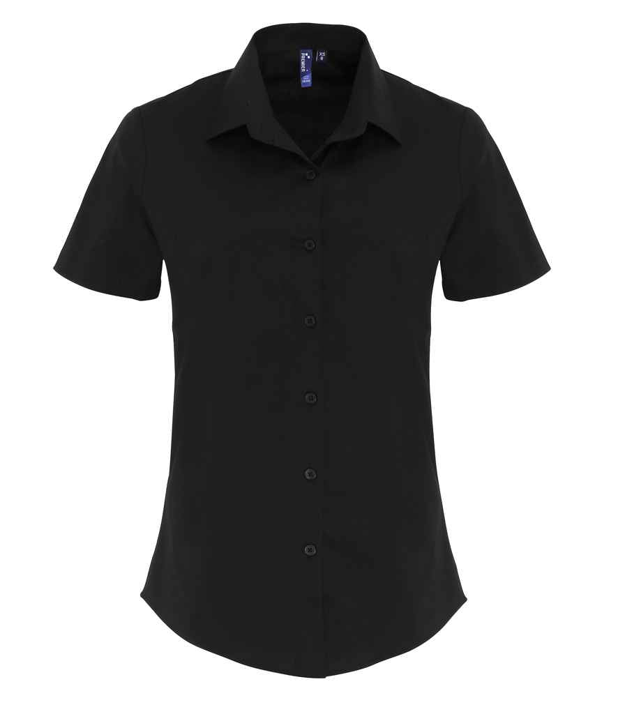 Premier Ladies Short Sleeve Stretch Fit Poplin Shirt Black