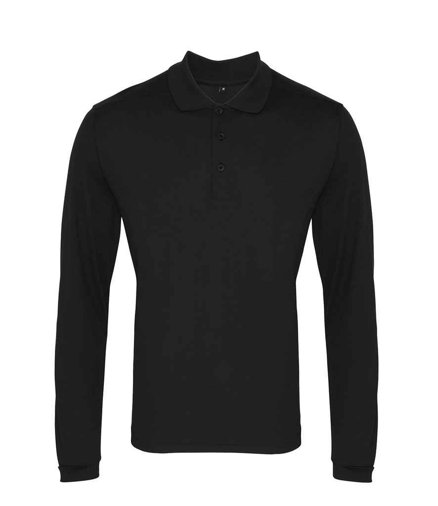 Premier Long Sleeve Coolchecker® Piqué Polo Shirt Black