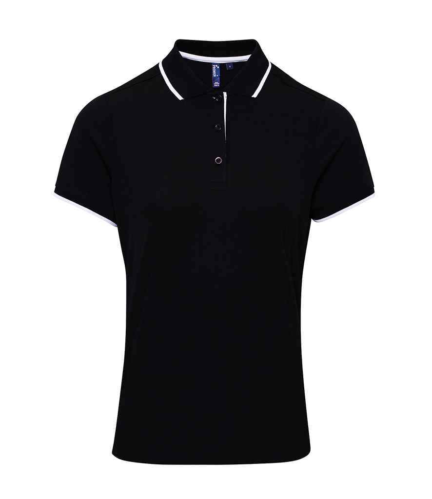 Premier Ladies Contrast Coolchecker® Piqué Polo Shirt Black/White