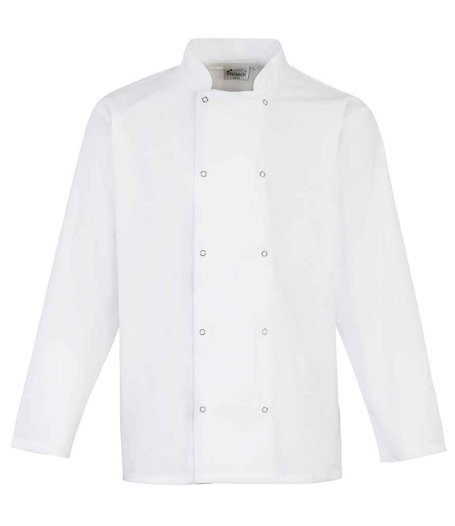 Premier Unisex Long Sleeve Stud Front Chef's Jacket White