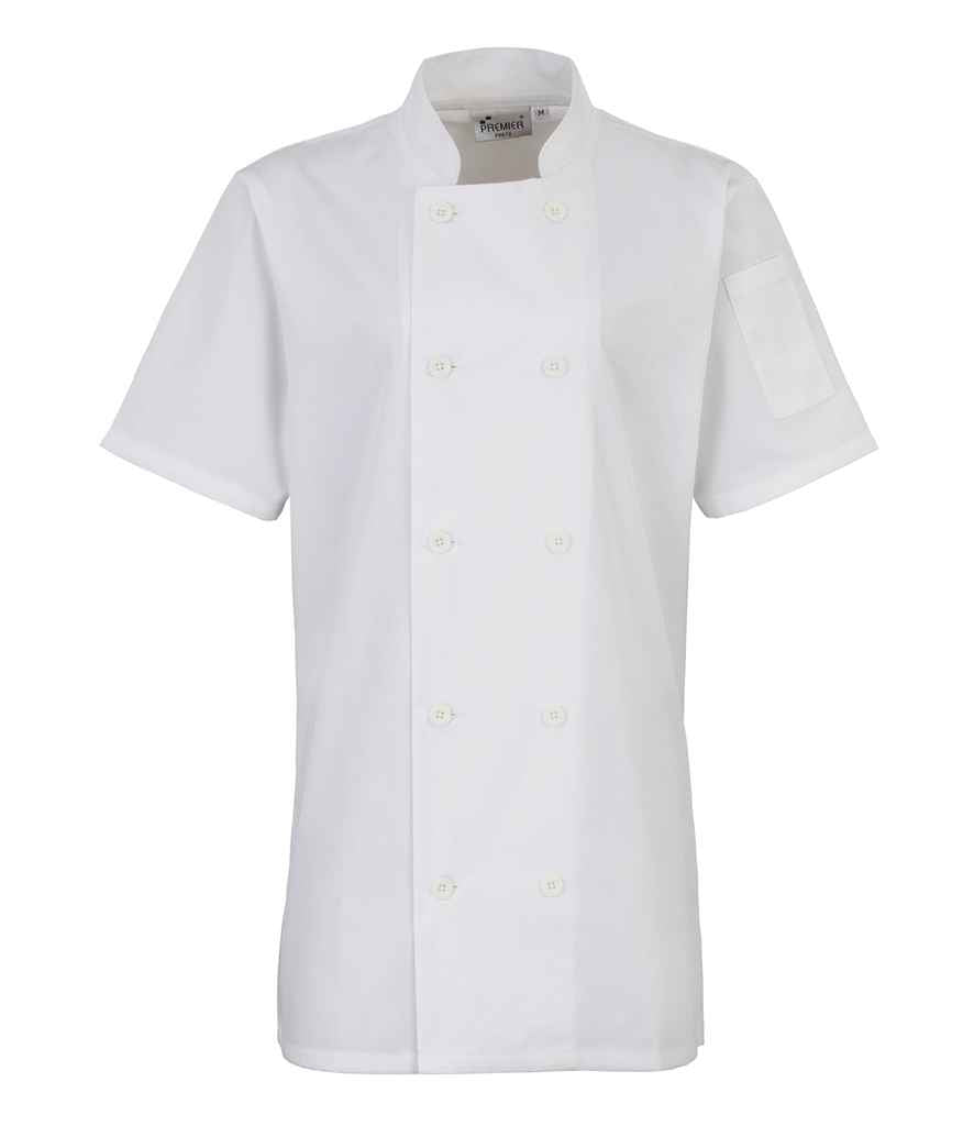 Premier Ladies Short Sleeve Chef's Jacket White