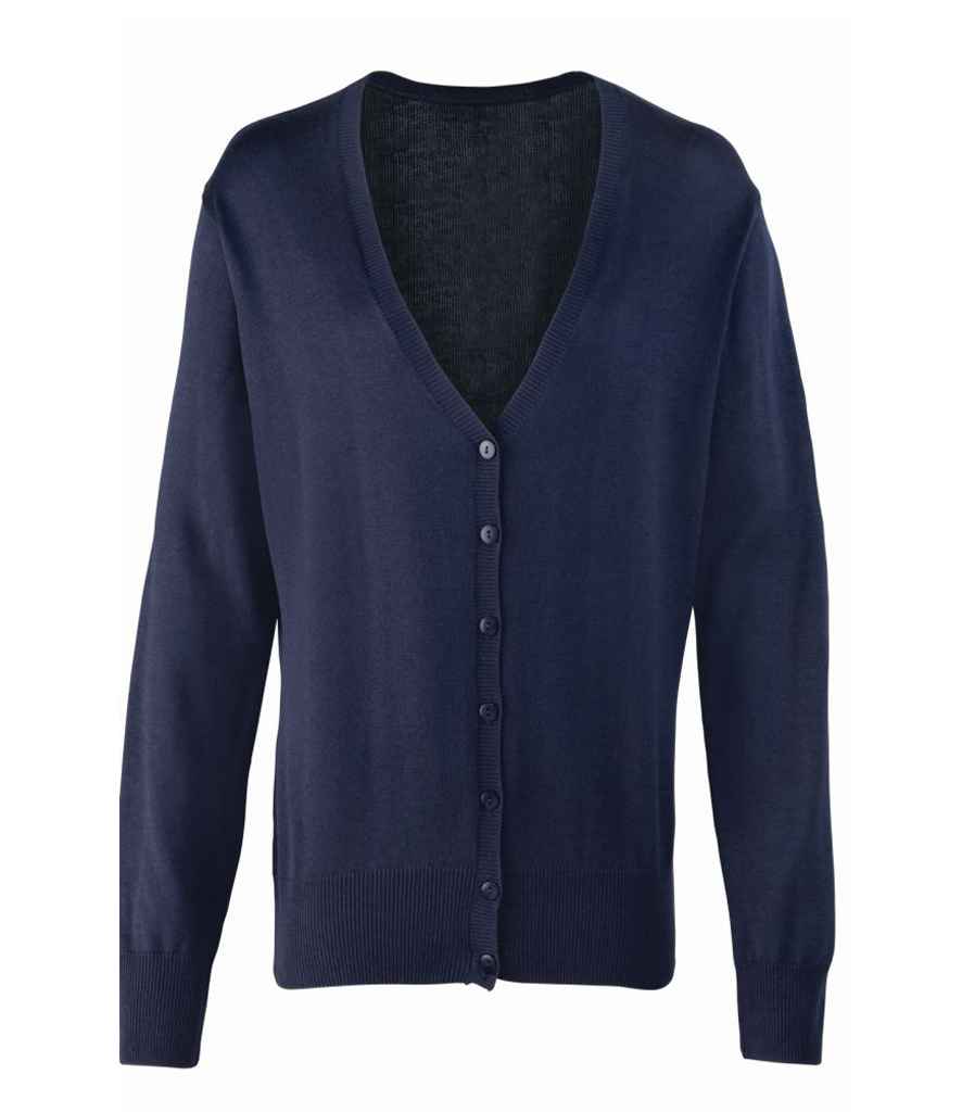 Premier Ladies Cotton Acrylic V Neck Cardigan Navy