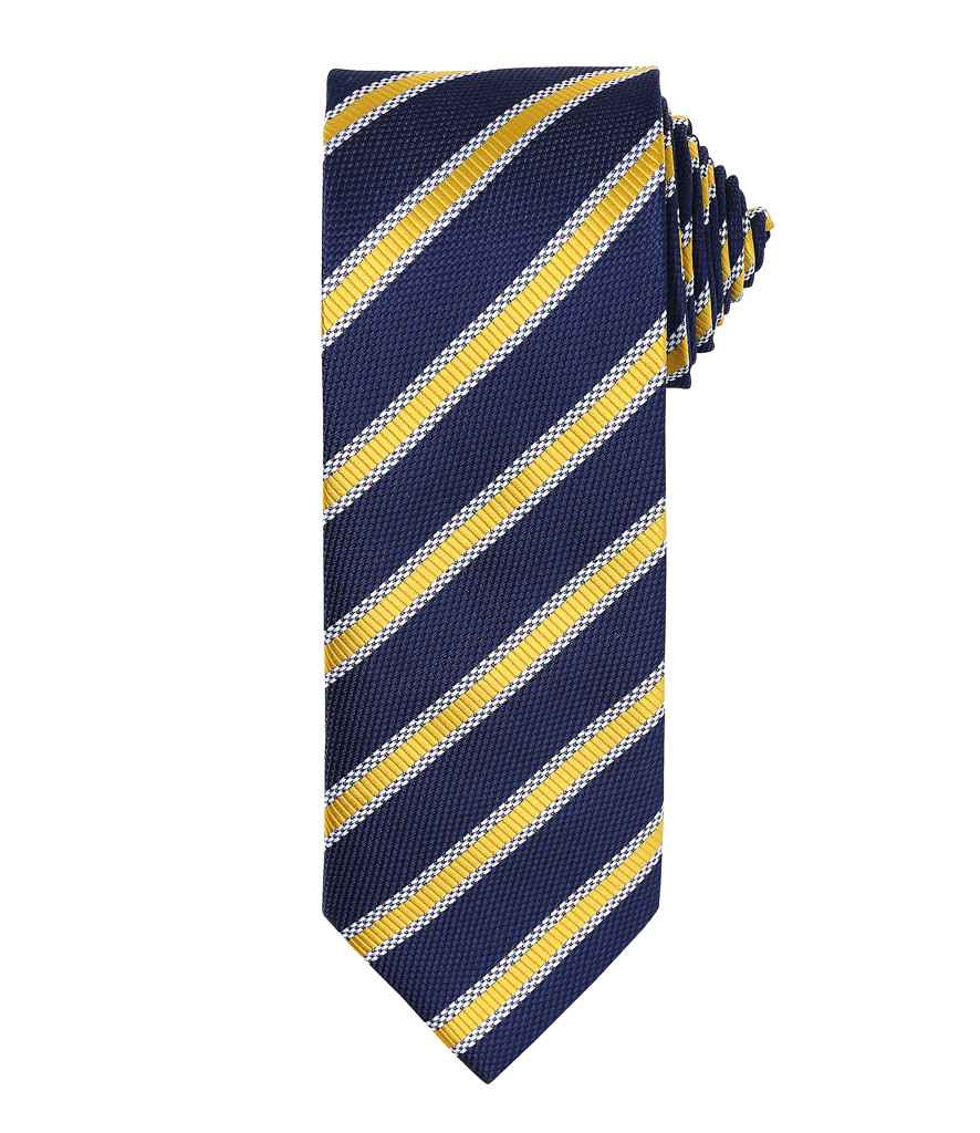 Premier Waffle Stripe Tie Navy/Gold