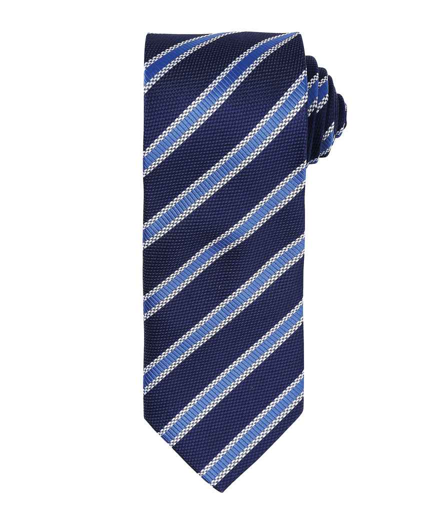 Premier Waffle Stripe Tie Navy/Royal Blue