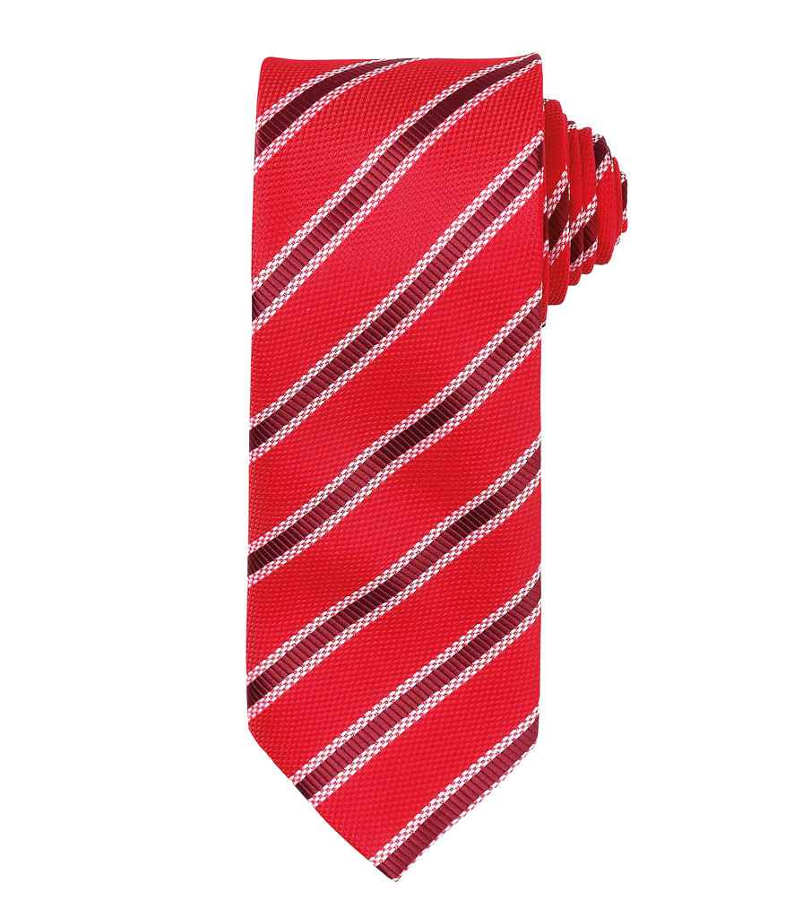 Premier Waffle Stripe Tie Red/Burgundy