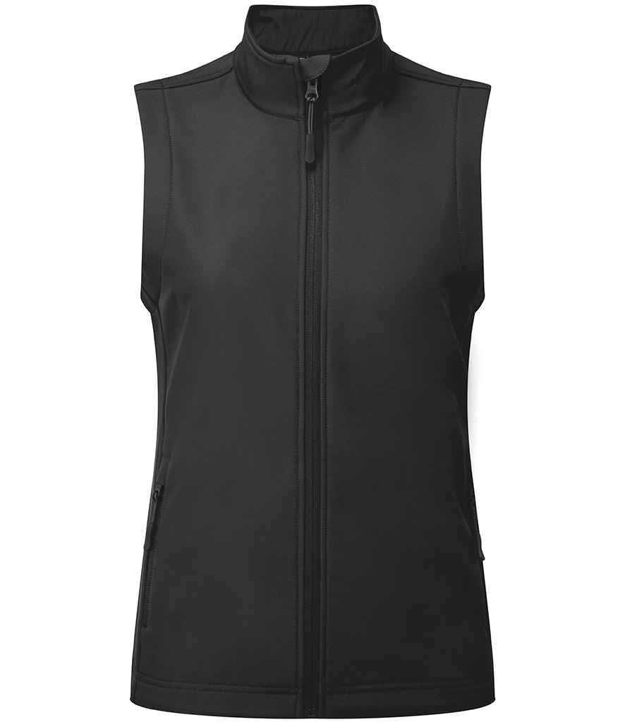 Premier Ladies Windchecker® Recycled Printable Soft Shell Gilet Black