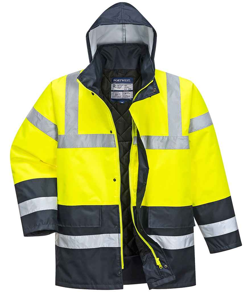 Portwest Hi-Vis Contrast Traffic Jacket Yellow/Navy