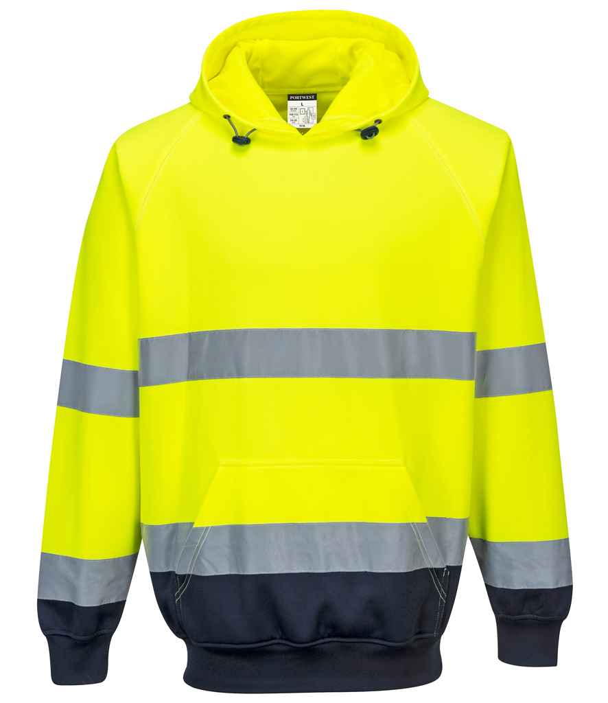 Portwest Hi-Vis Two Tone Hooded Sweatshirt Yellow/Navy