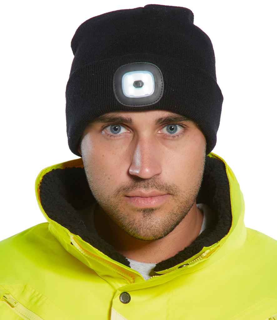 Portwest LED Head Light Beanie | Black Headwear - Lancashire Teamwear