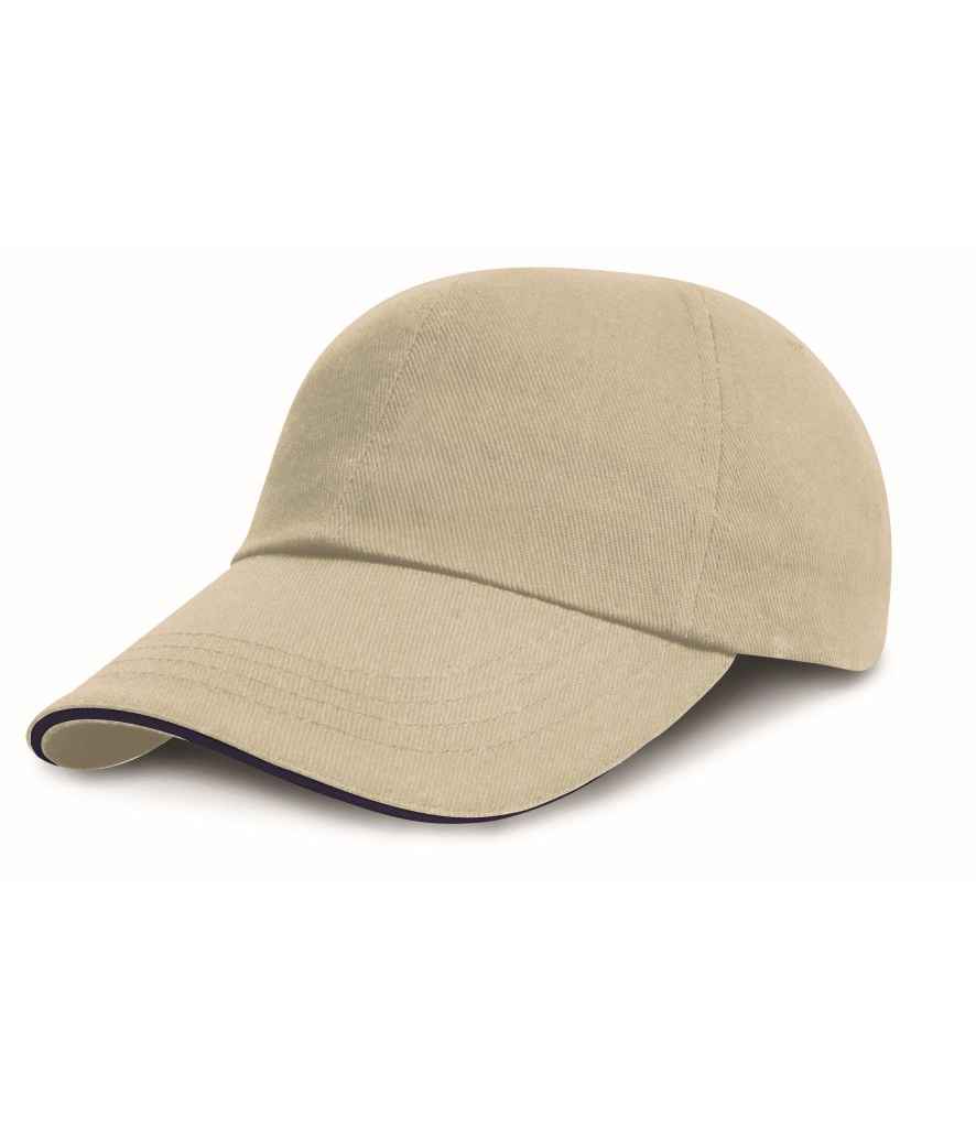 Result Low Profile Heavy Brushed Cotton Cap with Sandwich Peak Natural/Navy