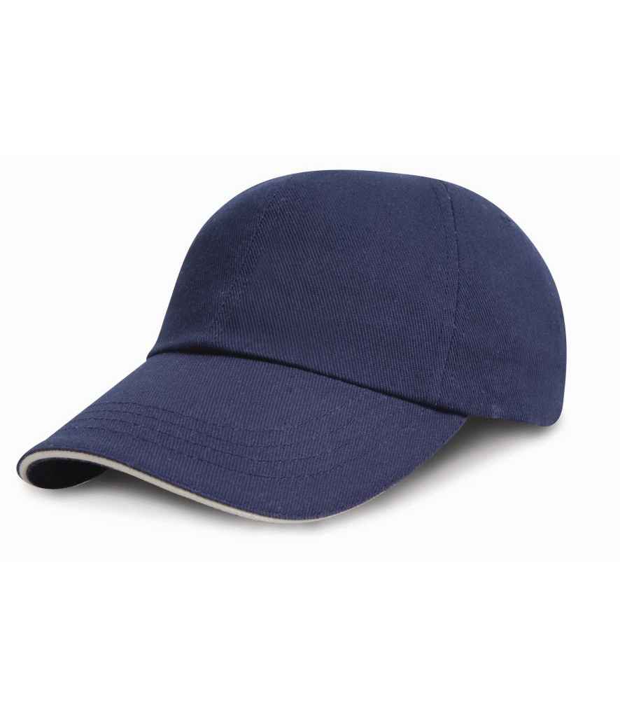 Result Low Profile Heavy Brushed Cotton Cap with Sandwich Peak | Navy/White - Result Headwear Headwear - Lancashire Teamwear