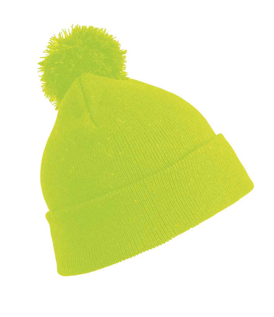 Result Core Kids Pom Pom Beanie | Fluorescent Yellow - Result Winter Essentials Headwear - Lancashire Teamwear