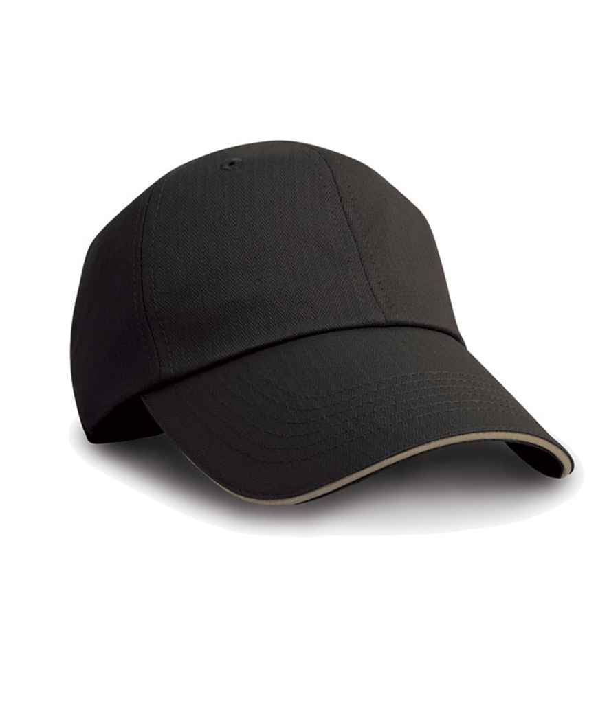 Result Herringbone Cap | Black/Tan - Result Headwear Headwear - Lancashire Teamwear