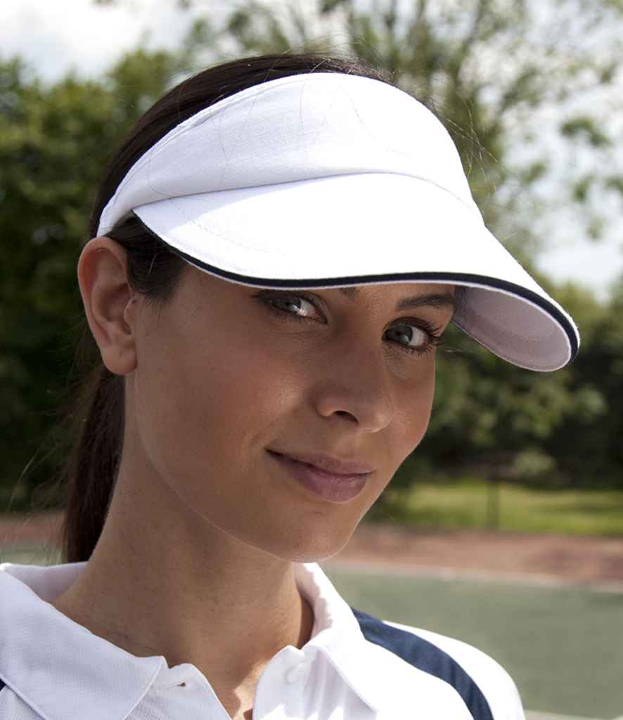 Result Herringbone Sun Visor | White/Navy - Result Headwear Headwear - Lancashire Teamwear