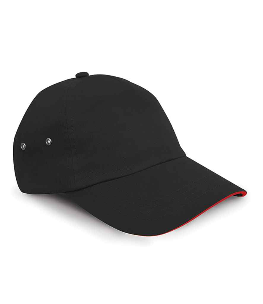 Result Plush Cotton 5 Panel Cap | Black - Result Headwear Headwear - Lancashire Teamwear