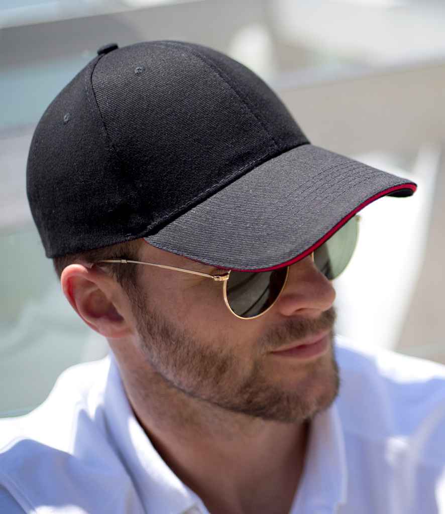 Result Memphis Sandwich Peak Cap | Black/Red - Result Headwear Headwear - Lancashire Teamwear