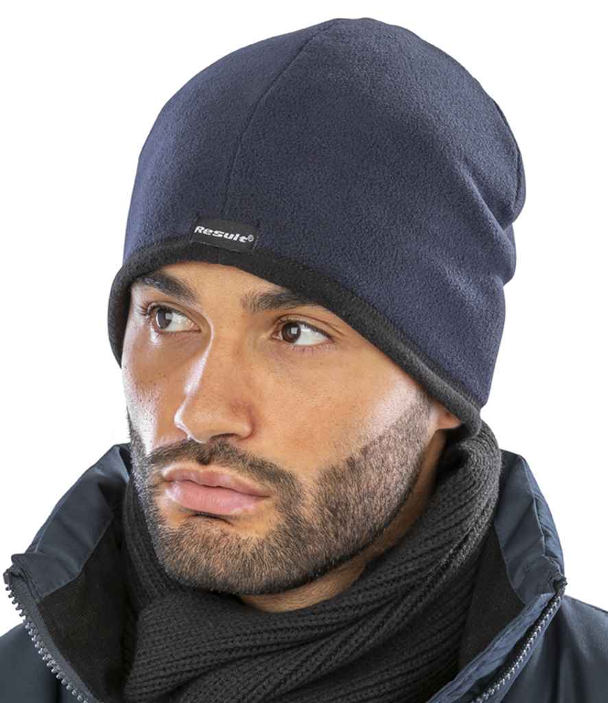 Result Reversible Micro Fleece Bob Hat | Black/Navy - Result Winter Essentials Headwear - Lancashire Teamwear