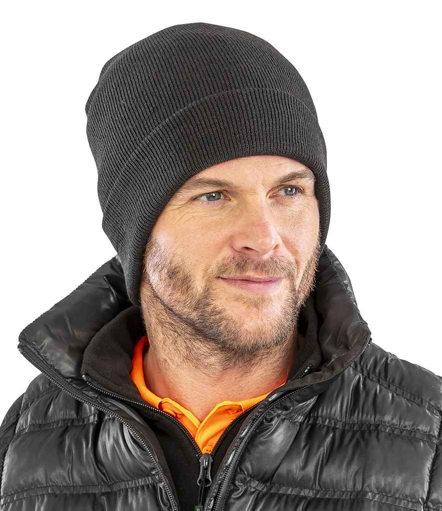 Result Genuine Recycled Woolly Ski Hat | Black Headwear - Lancashire Teamwear