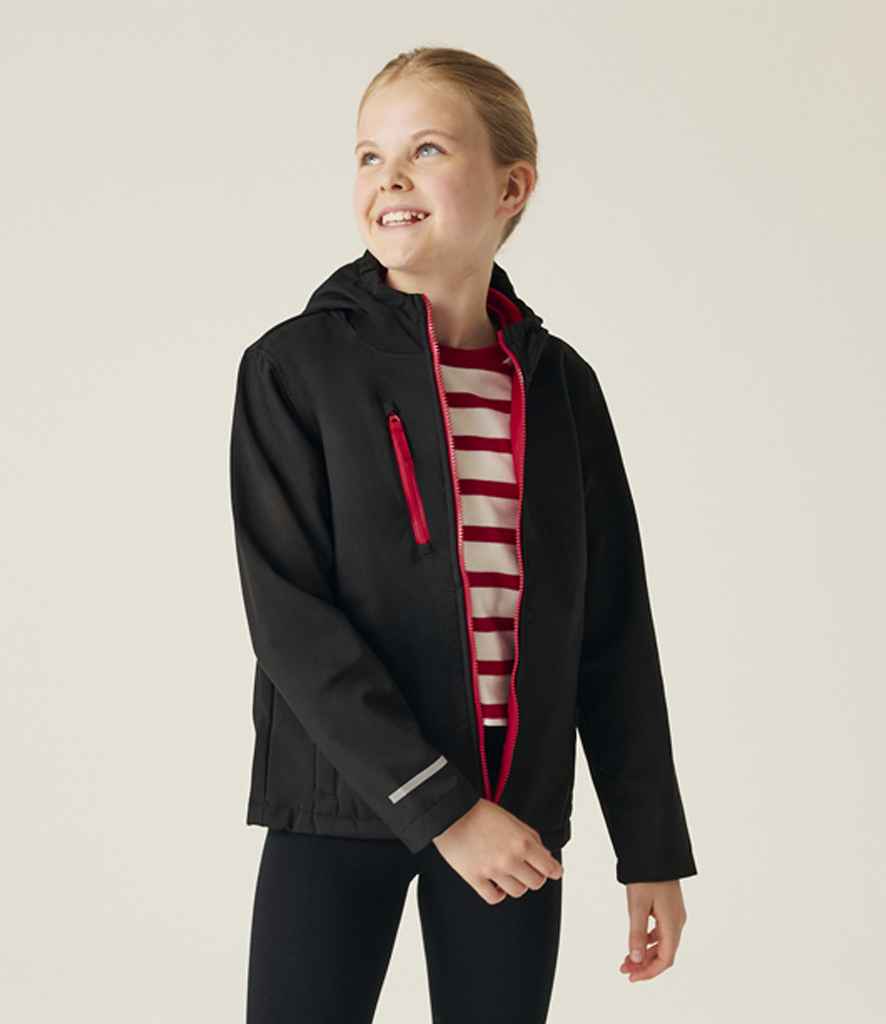 Regatta Kids Ablaze Three Layer Soft Shell Jacket | Black/Classic Red - Regatta Professional - Lancashire Teamwear