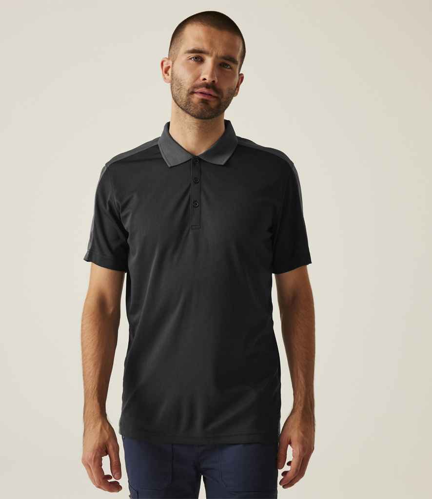 Regatta Contrast Quick Wicking Piqué Polo Shirt | Black/Seal Grey - Regatta Professional - Lancashire Teamwear