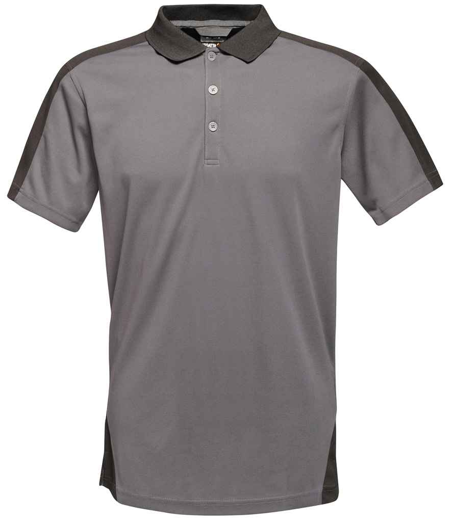 Regatta Contrast Quick Wicking Piqué Polo Shirt Seal Grey/Black
