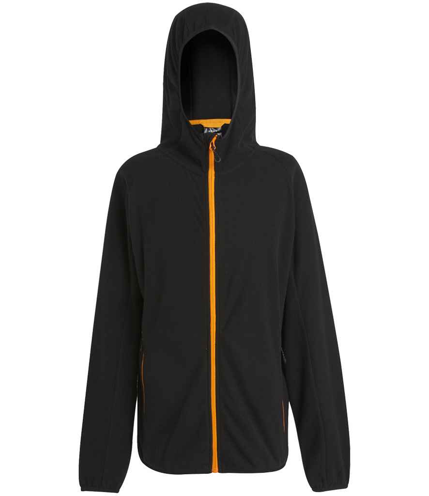 Regatta Navigate Full Zip Hooded Fleece Jacket Black/Orange Pop