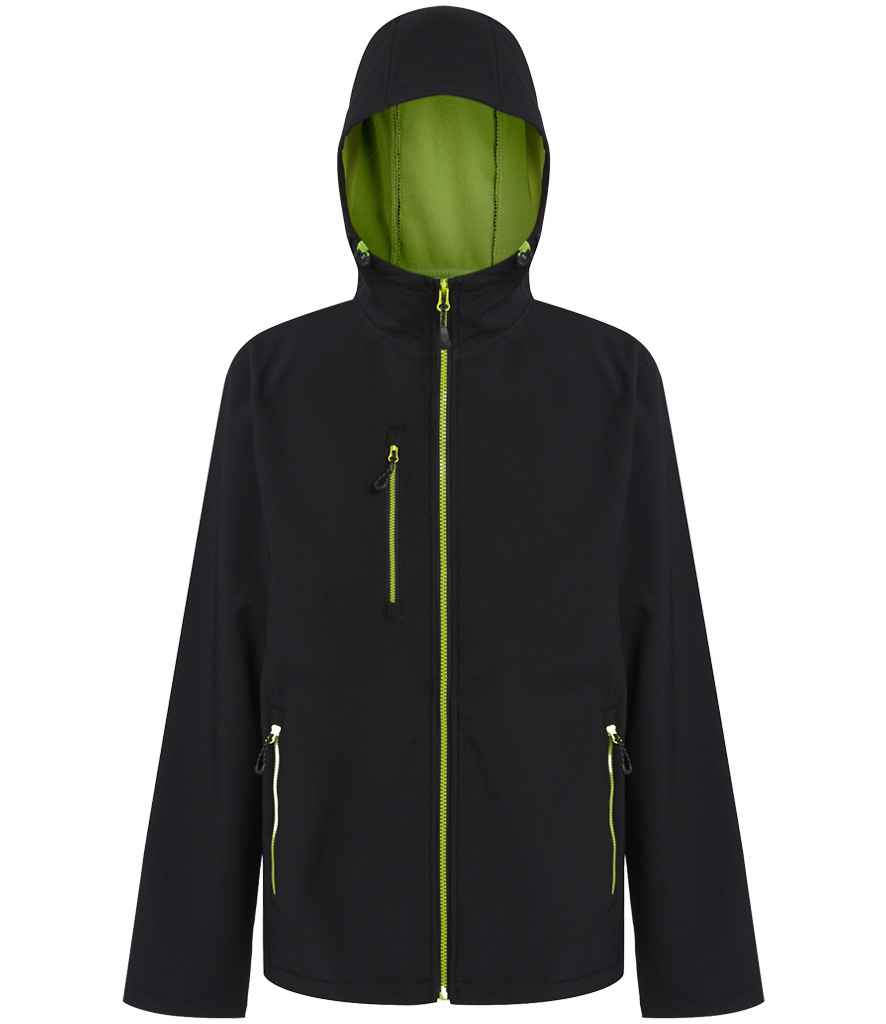Regatta Navigate Two Layer Hooded Soft Shell Jacket | Black/Lime Green - Regatta Professional - Lancashire Teamwear