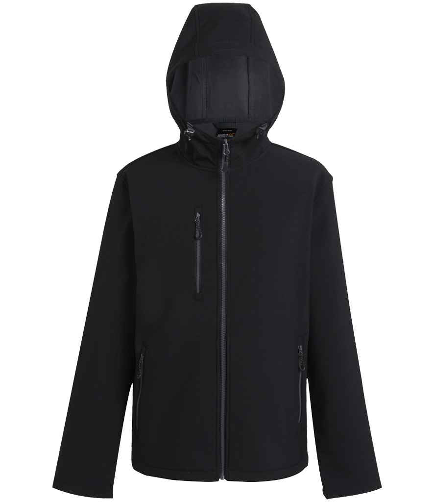 Regatta Navigate Two Layer Hooded Soft Shell Jacket Black/Seal Grey