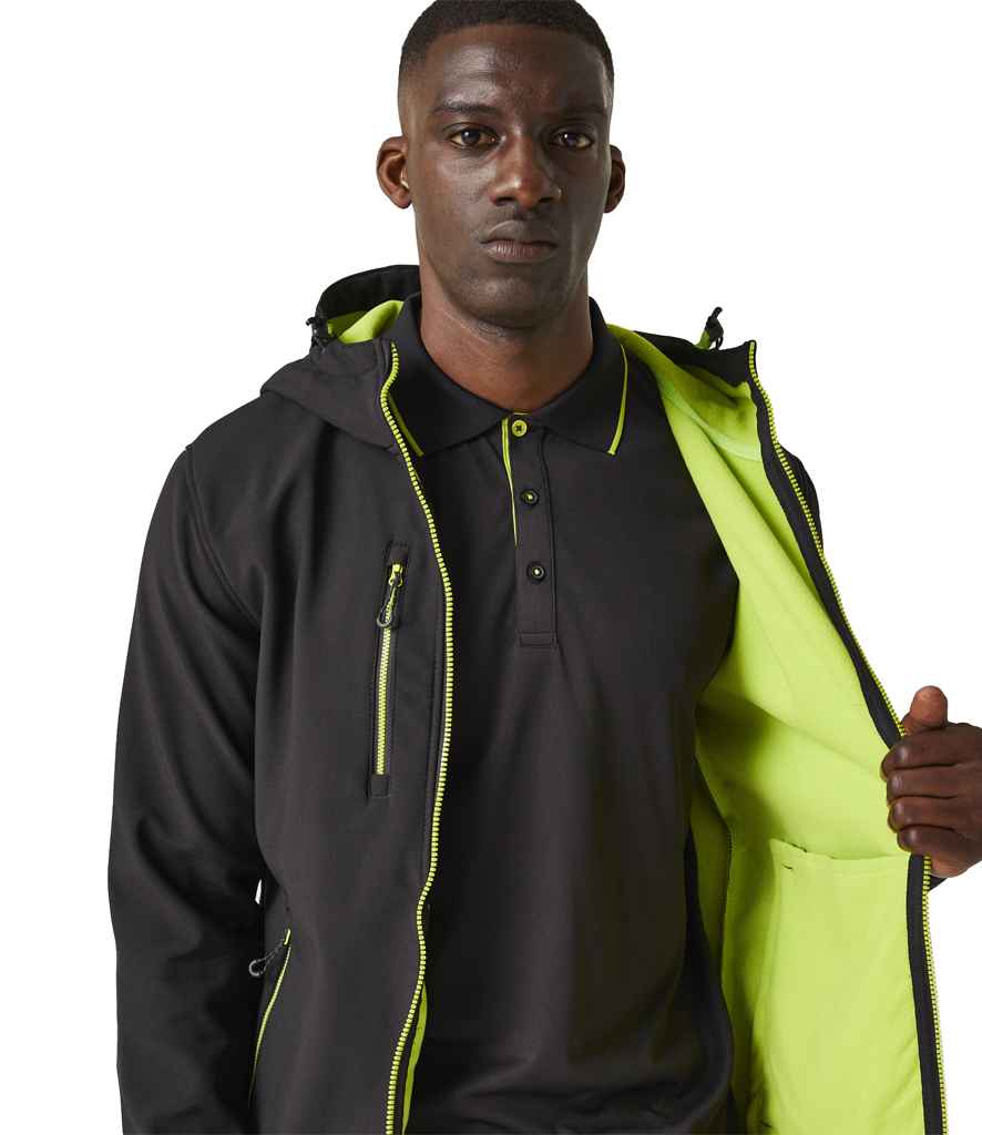 Regatta Navigate Two Layer Hooded Soft Shell Jacket | Black/Lime Green - Regatta Professional - Lancashire Teamwear