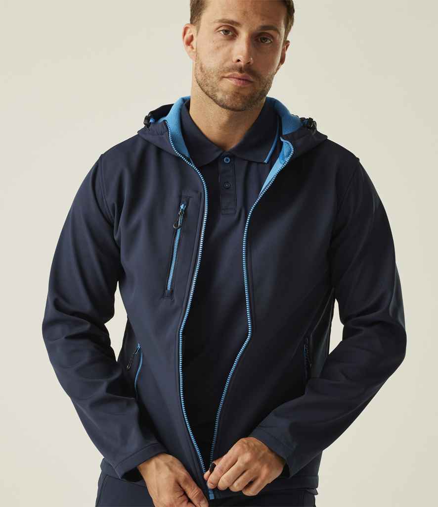 Regatta Navigate Two Layer Hooded Soft Shell Jacket | Navy/French Blue - Regatta Professional - Lancashire Teamwear