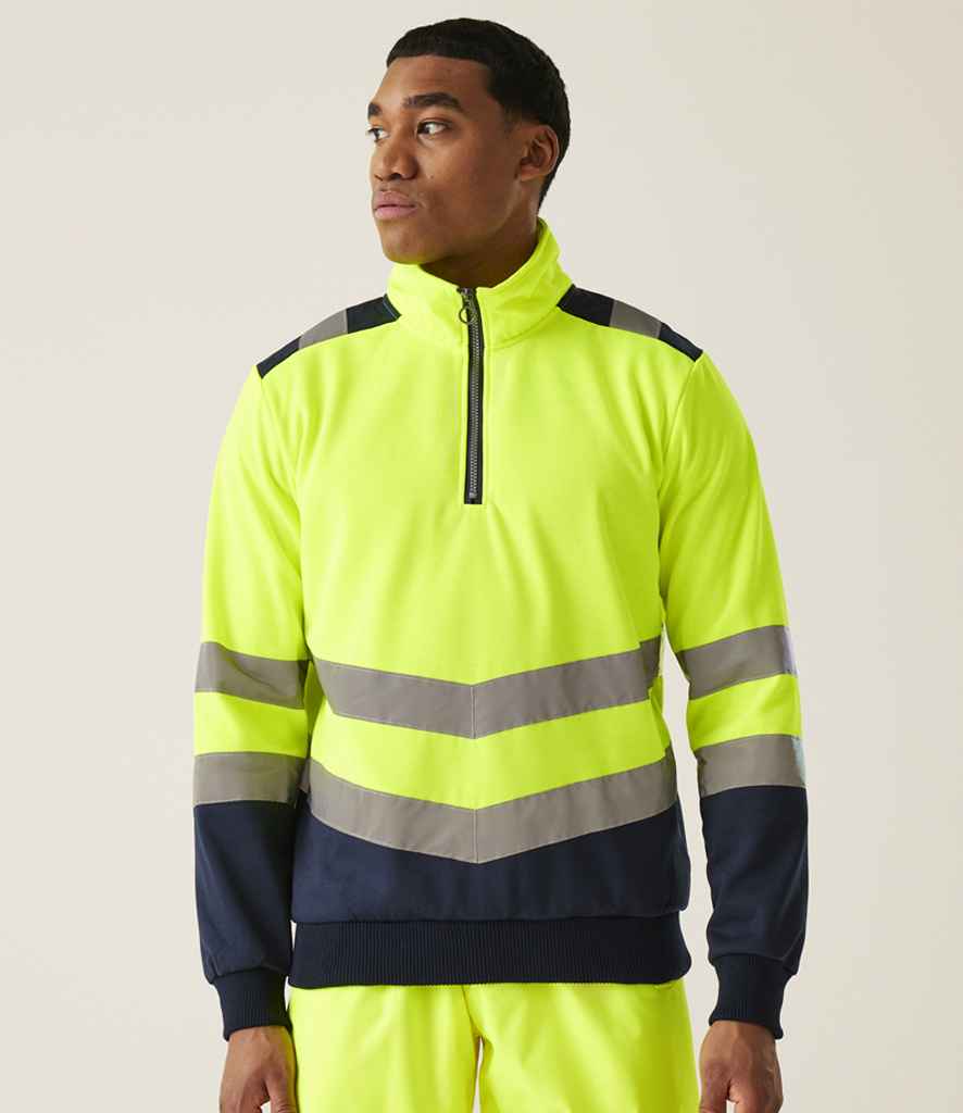 Regatta High Visibility Pro 1/4 Zip Sweatshirt | Yellow/Navy - Lancashire Teamwear
