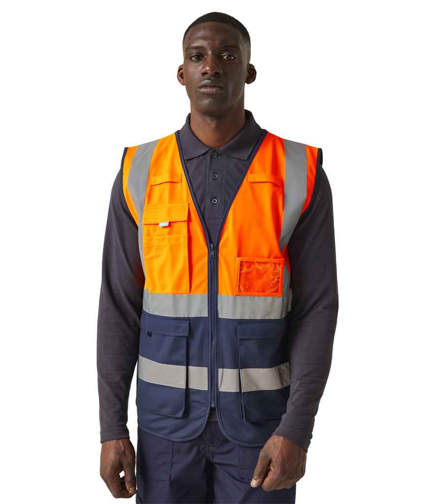 Regatta High Visibility Pro Executive Vest | Orange/Navy Waistcoat - Lancashire Teamwear