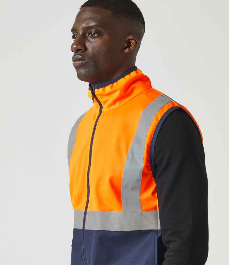 Regatta High Visibility Pro Full Zip Gilet | Orange/Navy - Lancashire Teamwear