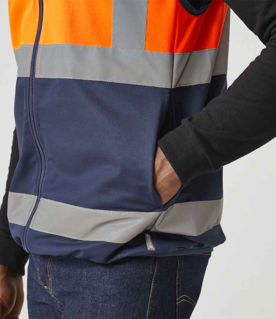 Regatta High Visibility Pro Full Zip Gilet | Orange/Navy - Lancashire Teamwear