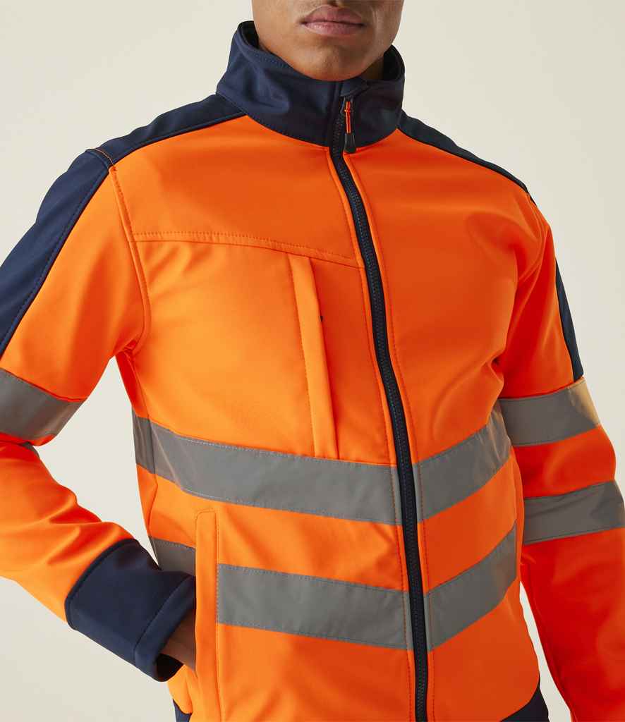 Regatta High Visibility Pro Soft Shell Jacket | Orange/Navy - Lancashire Teamwear