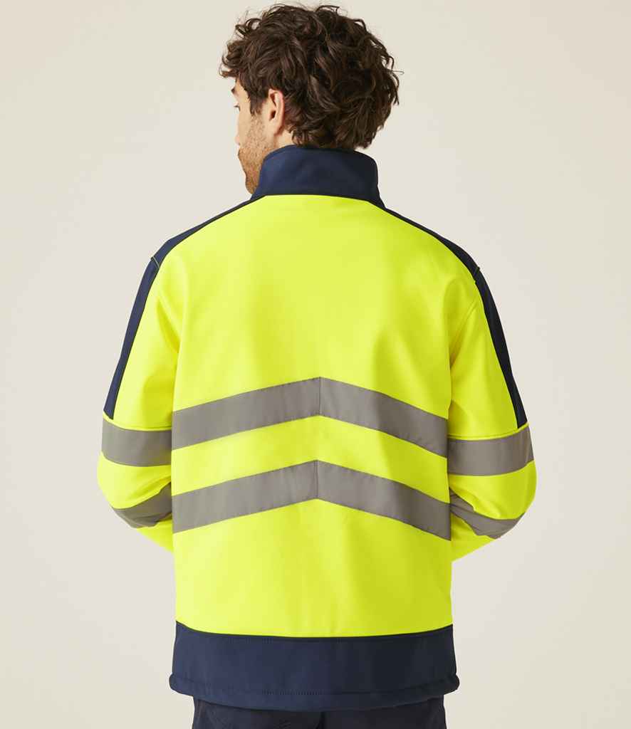 Regatta High Visibility Pro Soft Shell Jacket | Yellow/Navy - Lancashire Teamwear