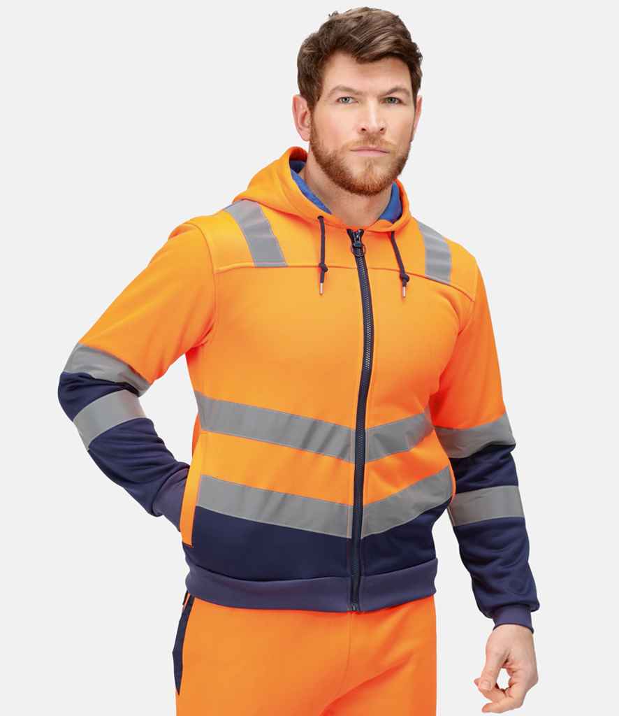 Regatta High Visibility Pro Full Zip Hoodie | Orange/Navy - Lancashire Teamwear