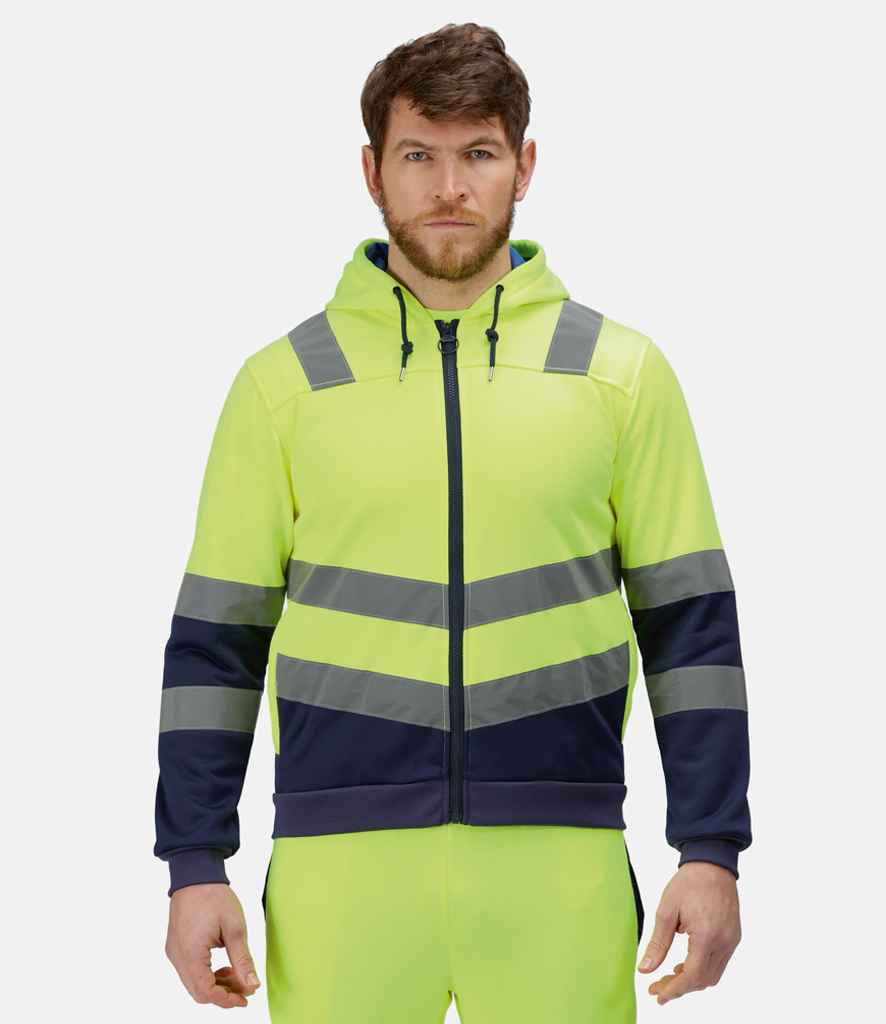 Regatta High Visibility Pro Full Zip Hoodie | Yellow/Navy - Lancashire Teamwear