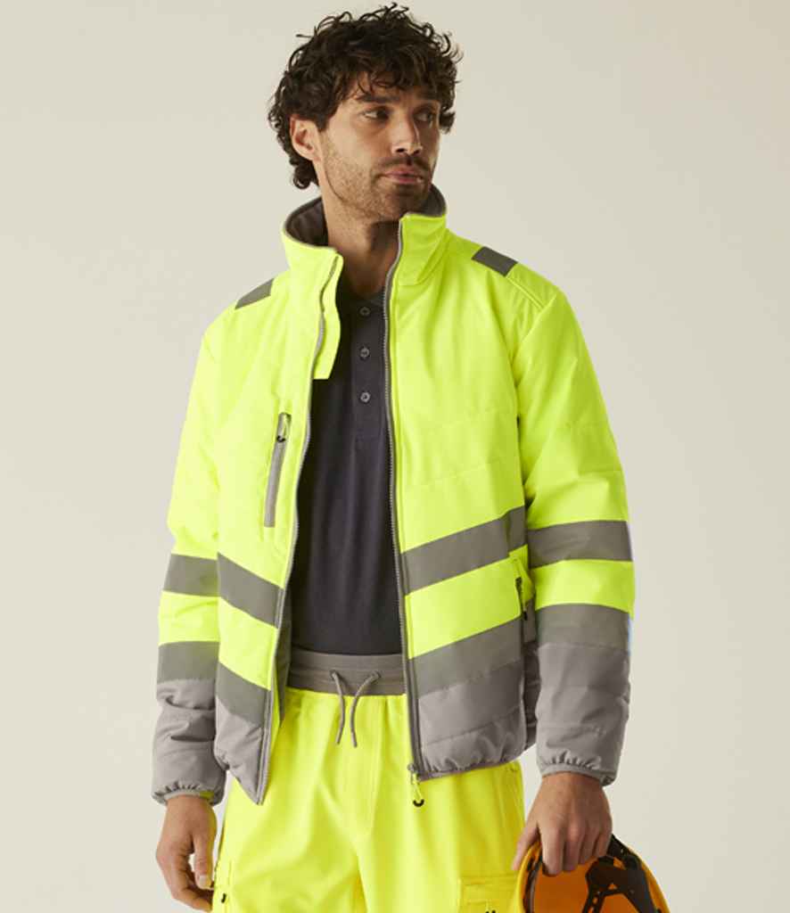 Regatta High Visibility Two Tone Thermal Baffle Jacket | Yellow/Grey - Lancashire Teamwear